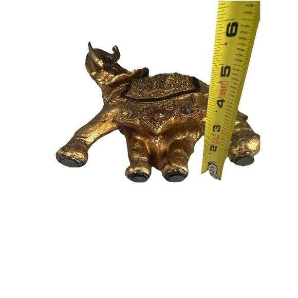 Vintage Elephant Feng Shui Trunk Up 9” Figurine Gold Statue Home Decor Sequins - Picture 13 of 15